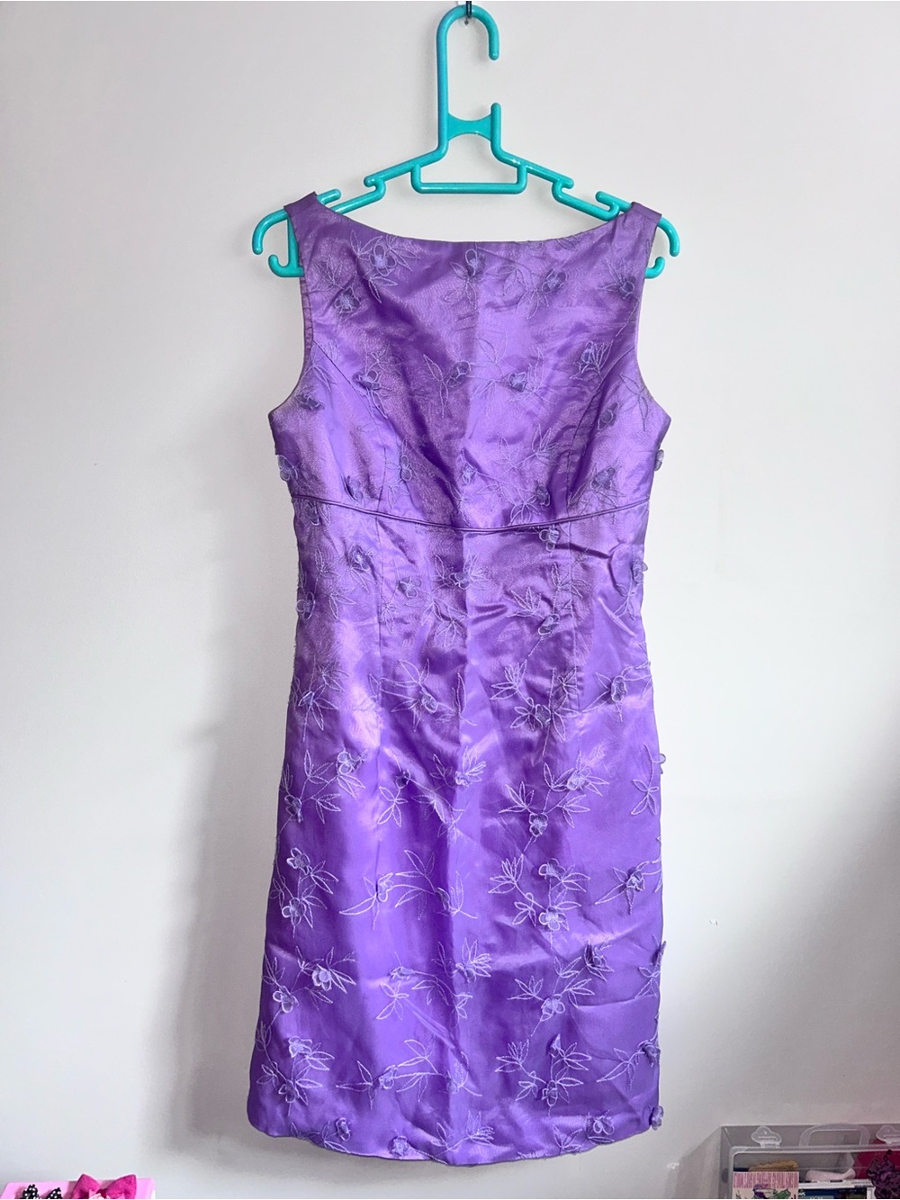 Vintage 90's Nicole Miller Collection Purple Sleeveless Embroidered Prom Dress